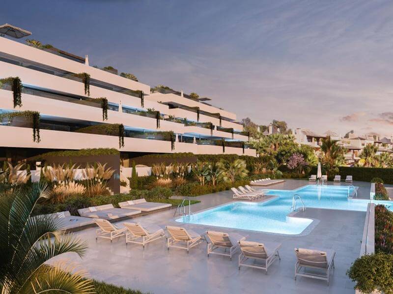 urbanizacion con piscina El Campanario Hills apartamentos en Estepona